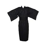 black sugar kimono noir homme pyjama ceinture japonais traditionnel yukata samurai coton de bonne qualité résistant maison sortie (l)