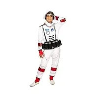 tipsy elfes costume d'astronaute pour femme – funny white and red outspace combinaison halloween - blanc - medium