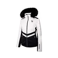 dare 2b bejewel veste imperméable, isolante et respirante avec capuche et jupe pare-neige détachables jackets waterproof insulated femme white fr: xl (taille fabricant: 16)