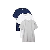 jockey lot de 3 t-shirts en coton extensible à col rond pour homme, blanc/gris chiné/just past midnight, xx-large