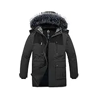 wantdo homme veste matelassée manteau chaud à capuche d'hiver en coton classique manteau d'extérieur coupe-vent veste d'extérieur décontractée puffer blouson gris l