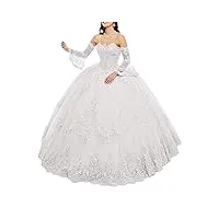 snow lotus robe de bal en tulle avec col en cœur pour femme - blanc - 48