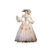 zhenwo marie rococo baroque féminin antoinette robe de bal 18th siècle période historique renaissance vestimentaire pour les femmes,blanc,xxl