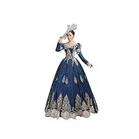 zhenwo marie rococo baroque féminin antoinette robe de bal du 18Ème siècle robe période historique de la renaissance pour les femmes,bleu,xxxl