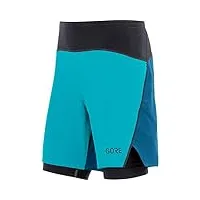 gore wear r7 homme short de running 2 en 1, taille : m, couleur : bleu turquoise/bleu cobalt