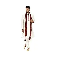 skavij kurta pyjama Écharpe - robe de fête mariage - costume homme (blanc, small)