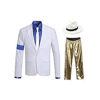 veste de costume blanche à brassard pour enfant et adulte à cosplay michael jackson-taille européenne (or, l)