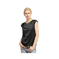 lilysilk t-shirt femme soie naturelle 22 momme top manches courtes tee shirt classique ete basique chic soie bio tshirt casual noir s