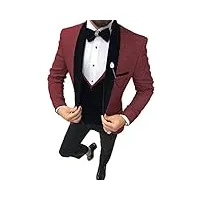 hommes 3 pièces casual one button fashion mens costume slim fit pieds de poule tuxedos pour mariage mariage mariage (blazer+gilet + pantalon) - rose - xxs