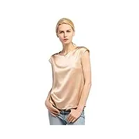 lilysilk t-shirt femme soie naturelle 22 momme top manches courtes tee shirt classique ete basique chic soie bio tshirt casual brun noisette s