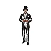tipsy elves costume squelette effrayant - pantalon et veste d'halloween noir et blanc, noir/blanc, 56