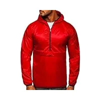 bolf homme veste de transition a capuche impermeable blouson zippe fonctionnel coupe-vent etanche sport de trekking respirant outdoor style 5061 rouge s/m (4d4)