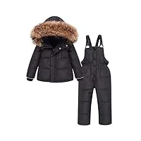 zoerea combinaison de neige bébé fille garçon doudoune à capuche enfant ensemble de ski manteau de duvet hiver veste snowsuit 2pcs style 1 noir, Étiquette 100