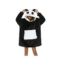 lath.pin unisexe sweat à capuche panda pull large robe de chambre animal microfibre couverture flanelle panda mignon douce epaisse chaud avec grandes poches(1-panda,l)
