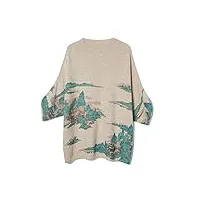hangerfeng femme’s wool imprimé loose tricoté batwing sleeve mock neck warm pullover sweater robes tops 004 beige l