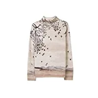 femme’s wool printed slim tricoté mock neck long sleeve warm pullover sweater robes tops 009 xxxxl