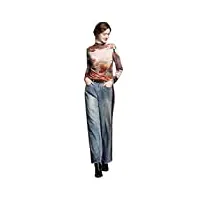 hangerfeng femme’s wool printed slim tricoté col roulé à manches longues pullover chaud pull robes tops 010 xxl