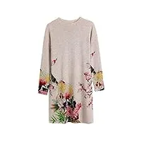 robe de laine de femme chinois floral imprimé tricoté slim long sleeve pullover long sweater robes tops 1512 xxxl
