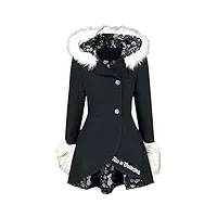 alice au pays des merveilles wonderland femme manteau court noir m 60% polyester, 40% nylon
