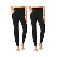 air curvey pantalon décontracté pour femme - pantalon de pyjama doux avec poche - noir - large