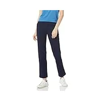 amazon essentials pantalon chino classique en twill élastique, coupe droite femme, bleu marine, 42-44