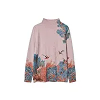 hangerfeng femme pink wool imprimé tricoté mock neck À manches longues chaud pullover pull robes tops 014 l