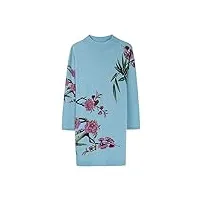 hangerfeng femmes laine floral imprimé sequins décoration slim tricoté mock neck warm pullover sweater robes tops 1516 bleu xxxxl