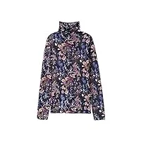 hangerfeng femme’s wool imprimé slim tricoté col roulé à manches longues pullover chaud pull robes tops 017 bleu
