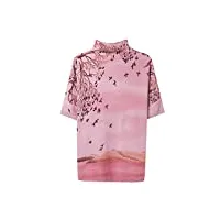 hangerfeng laine de femme imprimé oversized loose tricoté mock neck pullover pullover robes tops 011 rose m