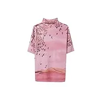 hangerfeng laine de femme imprimé oversized loose tricoté mock neck pullover pullover robes tops 011 rose xxl