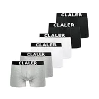 claler caleçon boxer homme (lot de 6) coton sous vêtement respirant fitted trunk caleçons ultra doux confortable sans couture (2 x noir +2 x blanc + 2 x gris, m)