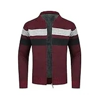 youthup cardigan homme hiver ouvrez-front zippé gilet tricoté casual chaud col montant automne hiver, rouge6608, l