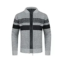 youthup cardigan homme hiver ouvrez-front zippé gilet tricoté casual chaud col montant automne hiver, gris clair6608, xl