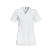b-well gabi blouse medicale femme blouse de travail femme uniforme médical femme manches courtes col en v avec boutons - blanc - medium
