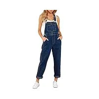 lookbookstore salopette décontractée en jean stretch pour femme avec poche - bleu - taille s