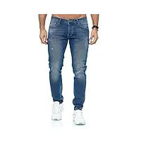 redbridge jeans pour homme pantalon denim slim fit distressed faded wave bleu w31 l30