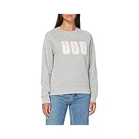 ugg w madeline fuzzy logo col rond pull-over, gris chiné/sonora, m femme