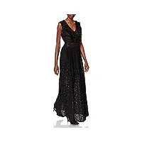 love moschino long dress in heart pattern cotton/lurex lace ruffled v-neck and lined skirt with loose folds. robe décontractée, nero/cuor.lurex, 40 femme