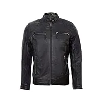 veste zippée pour homme noir 100% cuir véritable moto courses motard mode xl