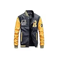 minetom blouson homme vest casual cuir pu baseball blouson avec doublure jackets en cuir synthétique motard biker veste a jaune l
