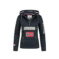geographical norway gymclass lady - sweat femme capuche poches kangourou - sweatshirt femmes manche pull casual manches longues chaud - hoodie veste tops sport bleu marine m - taille 2