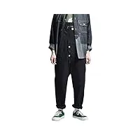 minetom salopette en jean homme salopette loose overalls combinaison denim rétro salopette en jeans vintage pantalon avec poches f noir xs