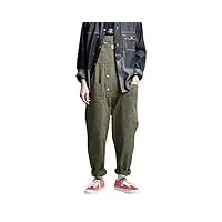 minetom salopette en jean homme salopette loose overalls combinaison denim rétro salopette en jeans vintage pantalon avec poches f vert l