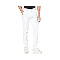 replay pantalon cargo homme hyperflex avec stretch, blanc (white 120), 30w / 32l