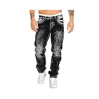tomwell jean pour hommes pantalon grandes tailles classique et élégant straight fit jeans denim a noir xl