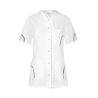 b-well silvia blouse medicale femme blouse de travail femme uniforme médical femme manches courtes col en v avec boutons - blanc - large