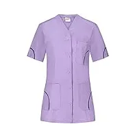 b-well silvia blouse medicale femme blouse de travail femme uniforme médical femme manches courtes col en v avec boutonss - violet - x-large