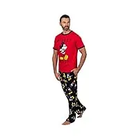 disney ensemble pyjama classique mickey mouse pour homme, rouge, taille m, rouge, m