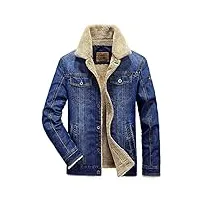 onsoyours veste en jean hommes manches longues sac intérieur boutons blouson masculine jacket denim Épais chaud casual outwear hiver bleu clair01 xxl