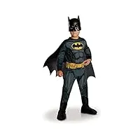 rubies - dc officiel - batman - déguisement classique pour enfant - taille 5-6 ans - costume avec combinaison imprimée,ceinture, couvre-bottes, cape détachable et masque - halloween, carnaval